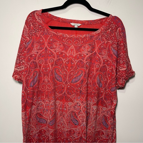 Lucky Brand women’s Red casualPaisley Boho peasant Tunic T-shirt Top size 3X - Picture 2 of 11